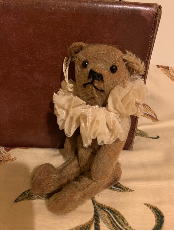 Antique jointed teddy bear straw filled Germany 1940s